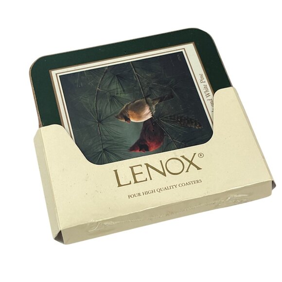 Lenox Four High Quality Coasters Set Cardinal Heat Resistant Durable Hardwood - Picture 2 of 7